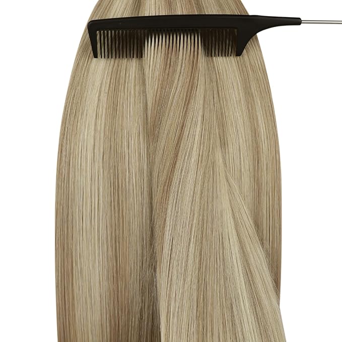 YoungSee Nano Ring Hair Extensions Blonde Nano Extensions Human Hair Warm Ash Blonde Highlights Bleach Blond Nanobead Hair Extension Human Hair 22 Inch Long Hair Nano-Tip Extension Cold Fusion 50s 50g
