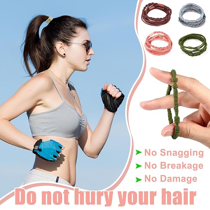 60 Pcs Boho Hair Ties, 4 Styles Elastic Hair Tie Bracelets for Women Hair Tie Bracelets Ponytail Holders for Girls with Thick and Thin Hair
