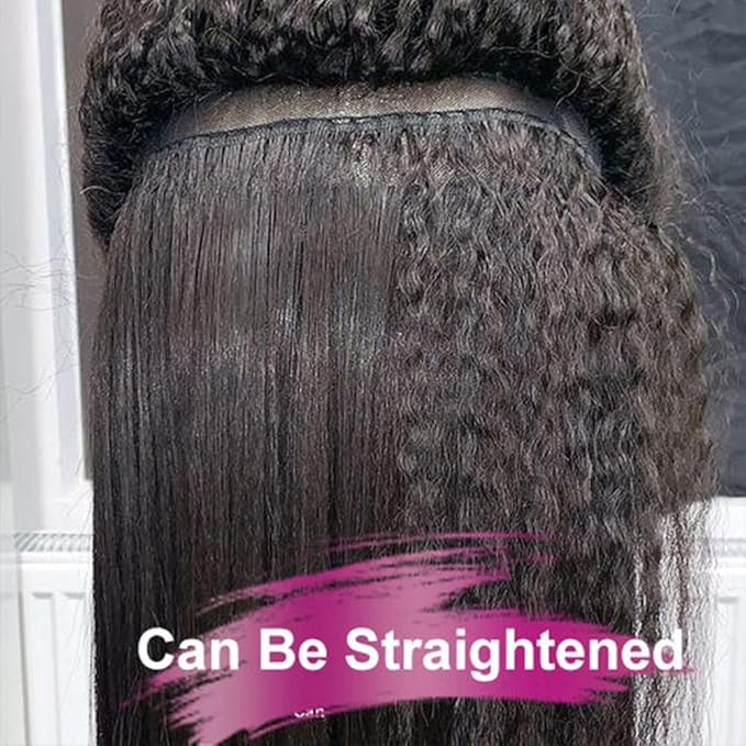 GOLFMAX 22 Inch Yaki Straight Lace Front Wigs Human Hair Wigs 13x4 Transparent Lace Front Human Hair Wig Pre Plucked Kinky Straight Human Hair Lace Frontal Wigs