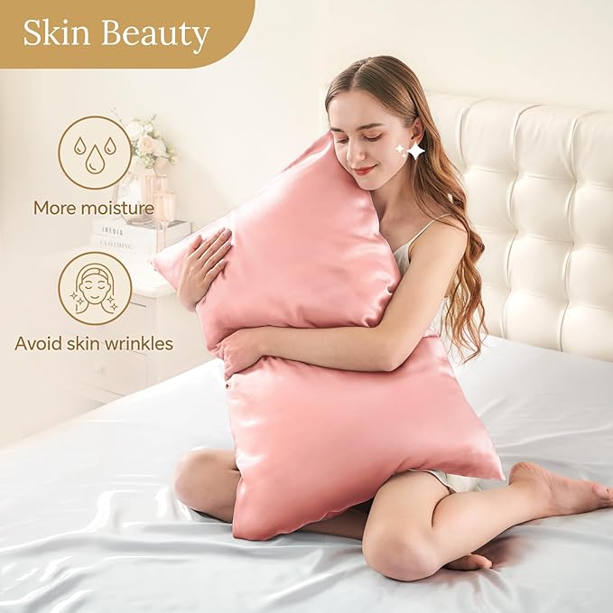 INFIIXSO Mulberry Silk Pillowcase for Hair and Skin, Silk Pillow Cases Queen Size with Hidden Zipper 20"x30", Extraordinary Smooth and Soft Cooling Pillow Cases for Hot Sleepers(Blush Pink, 1 Pack)
