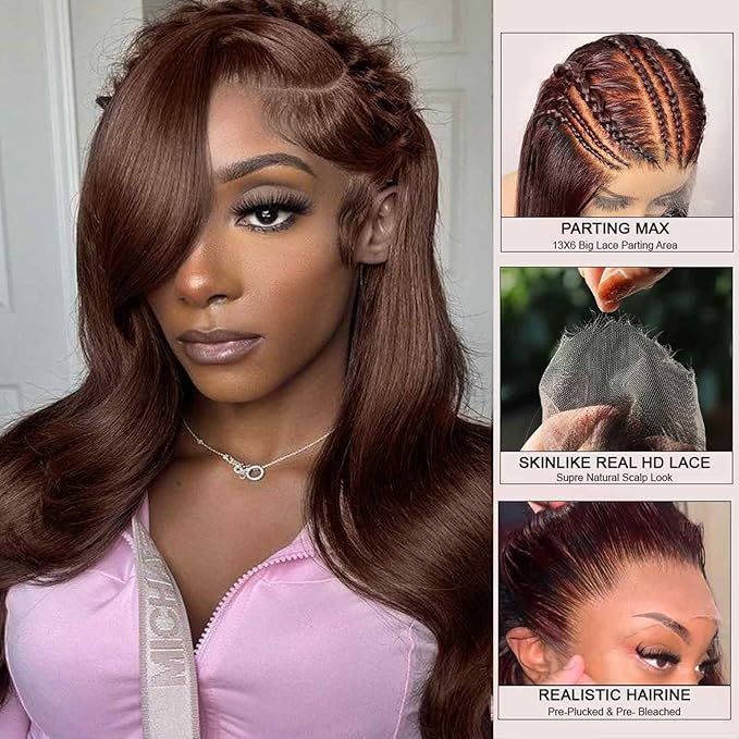WOWANGEL 13x6 HD Lace Front Wigs Human Hair Body Wave Pre Plucked SKINLIKE 0.1mm Extremely Thin Real HD Lace Front Wigs 250% Density Glueless Human Hair Wigs for Women 22 Inch