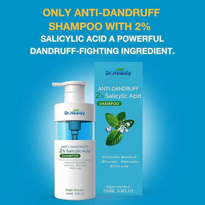 Dr.Healdy Anti-Dandruff Shampoo and conditioner set-2% Salicylic Acid,Stop Flaky and Itchy Scalp – Sulfate Paraben Free, Intense Care for Women and Me 13.6 FL Oz (Pack of 2)