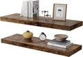 Large Floating Shelves for Wall Set of 2 Wooden Wall Shelves 24 in x 12.75 in x 2 in Room Decor Long Shelf with Invisible Wall Mount Bracket for Bedroom Kitchen Living Room Rustic Brown