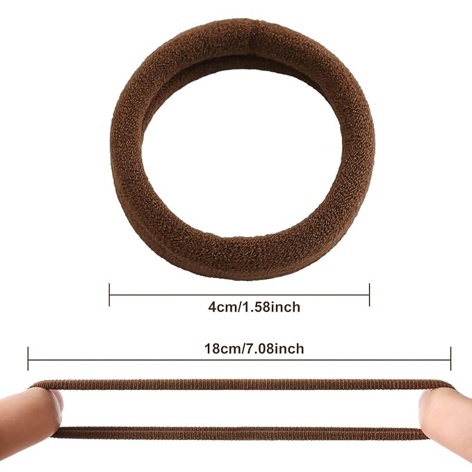 100 Pcs Thick Seamless Hair Ties, Ponytail Holders Hair Accessories No Damage for Thick Hair Christmas Gift(Dark Brown Colors)
