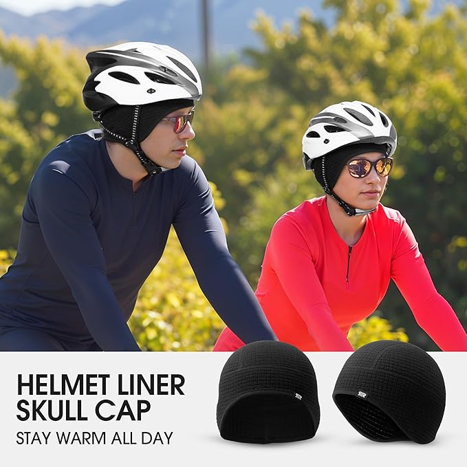 Skull Cap Helmet Liner, Winter Thermal Cycling Cap for Men & Women, Lightweight Cycling Hat for Biking Running Outdoor Work