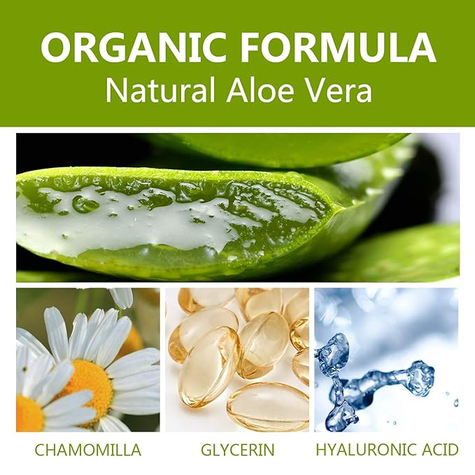benatu Aloe Vera Gel for Face and Hair, 100% Pure Cold Pressed, Natural Facial Moisturizer for Sunburn Relief, Ance, Skin Care (8.45 fl oz)