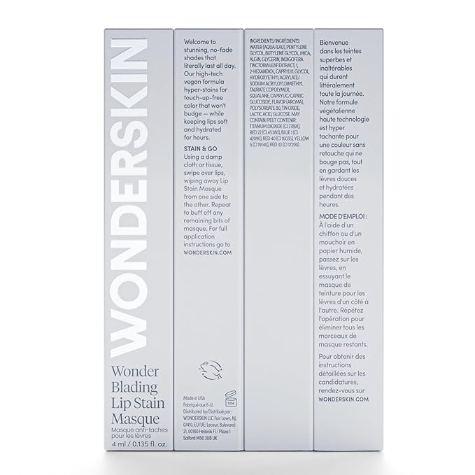 Wonderskin Wonder Blading All Day Lip Stain Peel Off Masque - Long Lasting, Waterproof and Transfer Proof Pink Lip Tint, Matte Finish Peel Off Makeup (Romance Masque)