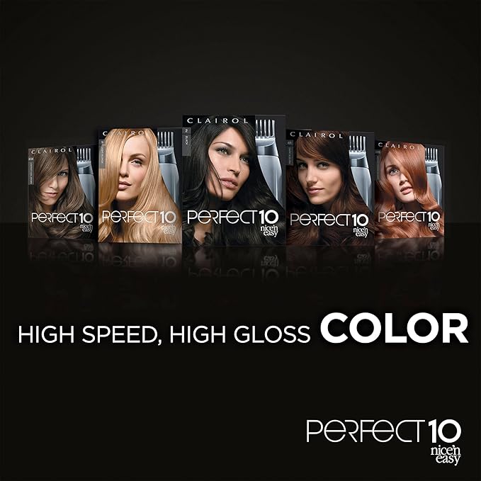 Clairol Nice'n Easy Perfect 10 Permanent Hair Dye, 2 Black Hair Color, Pack of 1