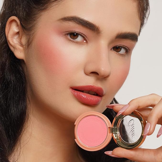 Oulac Yellow Pink Blushers for Cheeks Fair Skin Vegan,Mineral Powder Blush,Rich Colors, Buildable Blusher, Easy to Blend,Vegan,4,8g 13 Petal Blossom