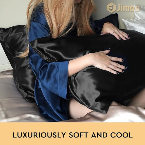 100% Mulberry Silk Pillowcase for Hair and Skin, 22 Momme Pure Natural Silk Pillow Case Both Sided with Zipper, Pillow Cover for Women Mom Men (Black, Queen 20''×30'', 1 Pack)