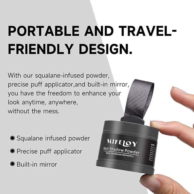 2 Pack Root Cover Up and Touch Up Powder - Conceals Grays, Thinning Hair, Hairline, Beard Line, Eyebrow, Instantly - Dark Grey