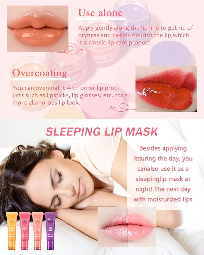 2Pcs Lip Glowy Balm & Lip Sleeping Mask Set,Hydrating Nourishing Repair Sleeping Lip Mask,Glossy Tinted Lip Balm,Day & Night Smooth Cracked Chapped Dry Lip,Lip Care Therapy Treatment for Women-02Berry