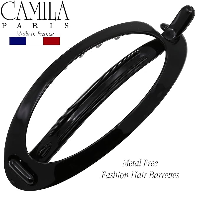 Camila Paris CP2317 French Hair Barrette Clip, Flexible Ponytail Holder No Metal Parts, Strong Hold Grip Hair Clips for Women, No Slip and Durable Styling Girls Hair Accessories, Made in France