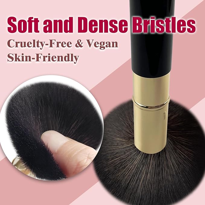 Retractable Makeup Brush, Travel Kabuki Powder Brush, Retractable Blush Brush, for Blush, Bronzer, Buffing, Highlighter Flawless Powder Cosmetics, Travel Friendly