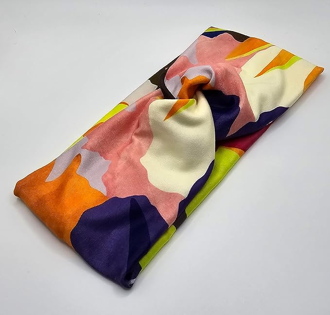 Soft Stretchy Headband, 3-in-1 Versatile Twist Style, One-Piece (Abstract Floral Neons, Adult)