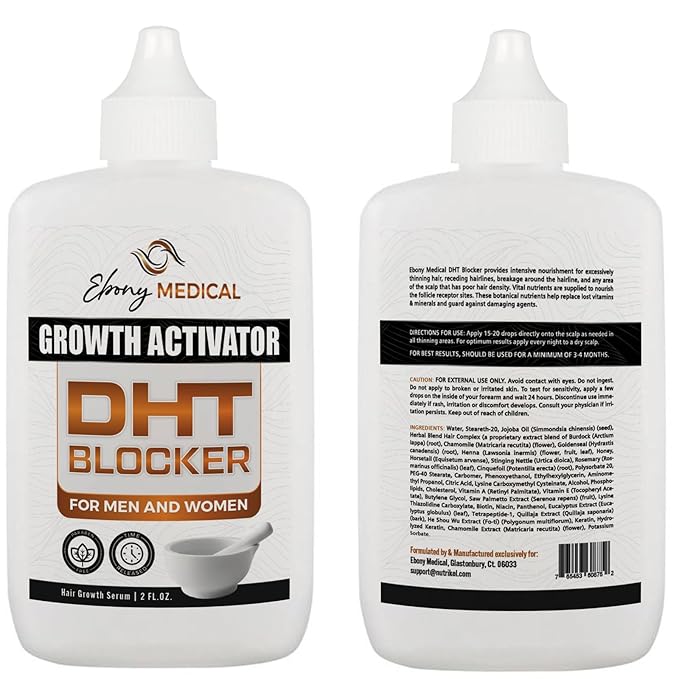 Ebony Medical DHT Blocker Hair Growth Serum for Thinning Hair – Hair Regrowth Treatment for Men & Women – Procapil Formula – Thickens Fine Hair – Liposomal Scalp Serum – 2 fl oz