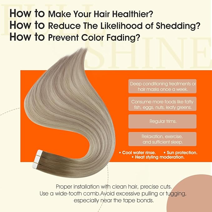Full Shine Remy Tape in Hair Extensions Color 8 Ash Brown Ombre 60 Blonde And 18 Ash Blonde 18Inch Hair Extensions Real Human Hair Tape in 50Gram 20Pcs Add Length Seamless Natural Straight
