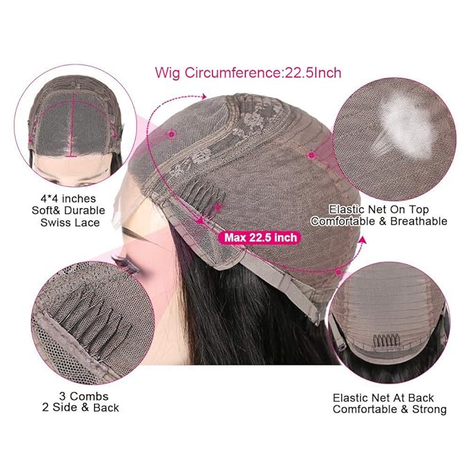 Water Wave Lace Front Wigs Human Hair Brazilian 180% Density Virgin Hair 4X4 Deep Curly Lace Closure Wigs for Black Women Pre Plucked with Baby Hair Natural Color (28 Inch,Water Lace Closure Wigs)