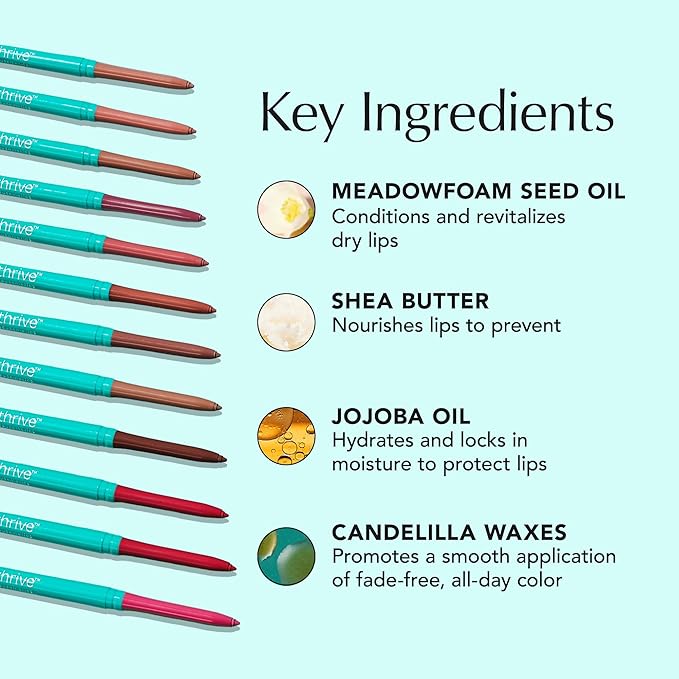 Thrive Causemetics Lip Filler Long-Wearing + Plumping Lip Liner, Shea Butter Hydrating Lip Plumper Retractable Lip Liner Pencil, Built In Sharpener, Vegan & Cruelty Free, Ghizlan (Plum Mauve)