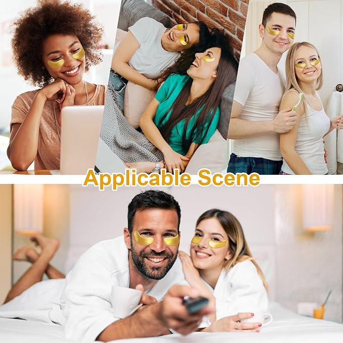 Under Eye Patches, 20pcs Eye Masks for Dark Circles and Puffiness Wrinkles with Collagen Hydrating 24k Gold Eye Patches for Eye Bags Around The Eyes Skincare Treatment