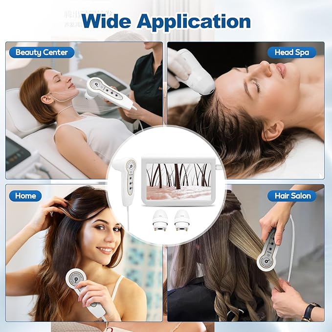 Skin Hair Analyzer 10.2 Inch Scalp Analysis Machine, Scalps Camera with 50X/200X Dual Lens, Skin Scalp Detector, Rechargeable HD Hair Follicle Analyzer for Home Salon Use