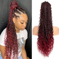 Drawstring Ponytail for Women 24 inch Boho Box Braids with Long Wavy Hair Clip in Ponytail Extension Synthetic Hair Extensions Ponytail for Daily Use (T1B/Bug#, 24 Inch)