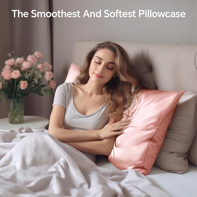 INFIIXSO Mulberry Silk Pillow Case King Size, Silk Pillowcase with Hidden Zipper 20"x36", Extraordinary Smooth and Soft Pillow Cases for Hair and Skin(Rose Pink, 1 Pack)