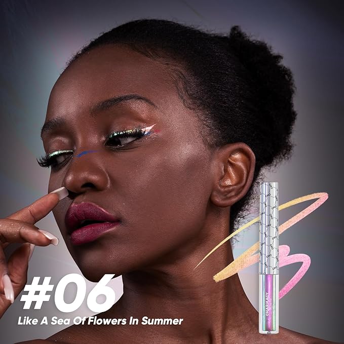 CHARMACY Chameleon Liquid Eyeliner, Liquid Glitter Eyeliner, Highly Pigmented, Metallic MultiColor Shifting waterproof Eyeliner, Ultra-Fine Tip, Longwearing, Smudge-proof (#306)