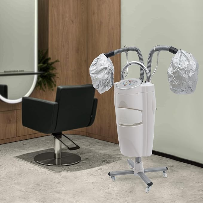 Professional Standing Hair Steamer Dryer, 700W Orbiting Rollerball Color Processor w/Rolling Base, Floor Hooded Treatment Machine for Home Hairdressing Salons