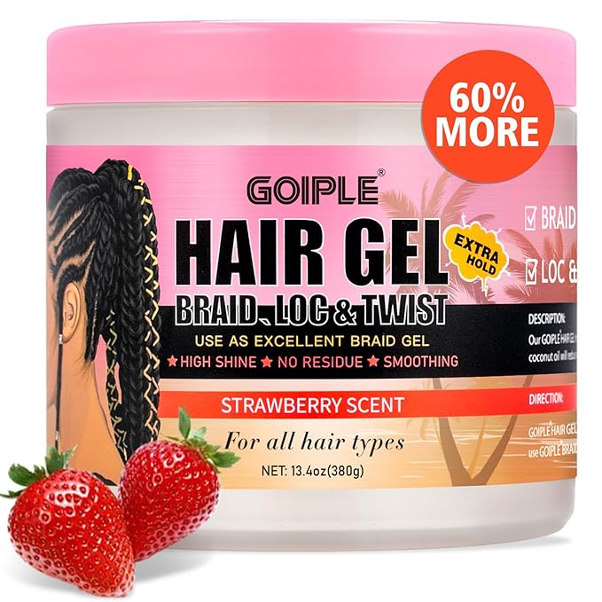 13.4oz Braiding for Twist, Locs, Braids, No Flake Extra Hold High Shine Braid Gel & Edge Control, Loc Gel Long Lasting for Locks, Cornrows Smooths & Tames Frizz Braiding Wax for All Hair Braid Types
