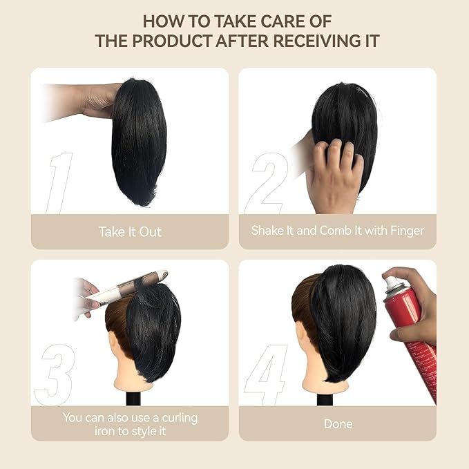 10 Inch Short Ponytail Extension - Soft Straight Pony Tails Hair Extensions, Claw Clip Ponytail Extension, Natural Short Hair Extensions Ponytail, Synthetic Hair Pieces for Women (Color: Black Brown)