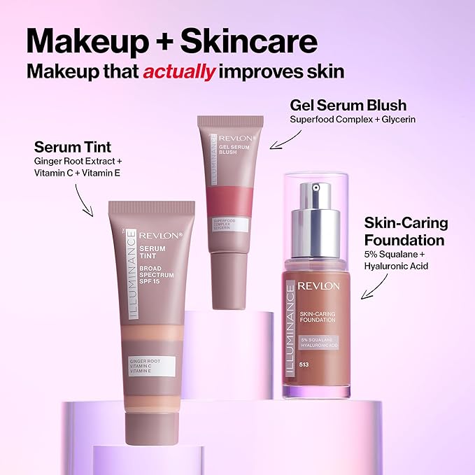 Revlon Illuminance Tinted Serum, Triple Hyaluronic Acid, Evens Out Skin Tone Over Time and Hydrates All Day, SPF 15, 505 Rich Sand, 0.94 fl oz.