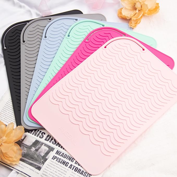 ANGENIL Large Heat Resistant Silicone Mat for Hot Hair Tools with Flat Iron Hair Straightener and Curling Irons Travel Essentials, Anti-scalding Accessories Pad Hot Tool Mat, Size 11.02" x 7.9"