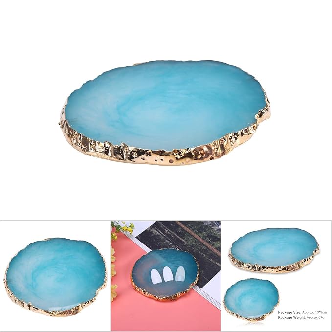 Nail Art Palette, Natural Resin Stone Nail Art Palette for Painting Placing Things Making Nail(Blue)