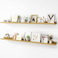 Picture Ledge Shelf, Wood Long Floating Shelves for Wall, Set of 2, 56 inch Picture Ledge Shelves, Photo Ledge Nursery Book Shelves Wall Mounted for Living Room Kids' Room Bedroom, Color Oak