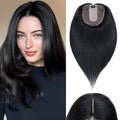 Rich Choices Hair Toppers for Women Real Human Hair 100% Human Remy Toppers NO Bangs for Women with Thinning on Top Clip in Hairpiece 4"x4.7"Lace Base 10 Inch #1 Jet Black