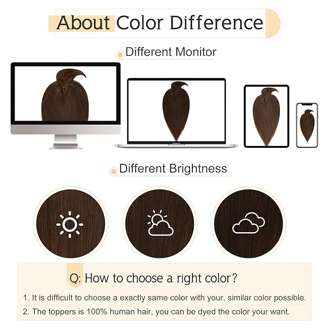 SEGO Hair Toppers for Women Real Human Hair With Bangs, 7 * 13CM Silk Base 100% Remy Human Hair Clip in Top Wiglet Hairpieces Add Volume -6 Inch Medium Brown
