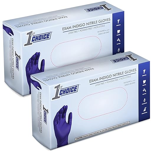 1st Choice Nitrile Disposable Gloves, 3 Mil Indigo, 2 Boxes of 100 Small Nitrile Gloves, Disposable Latex Free Gloves