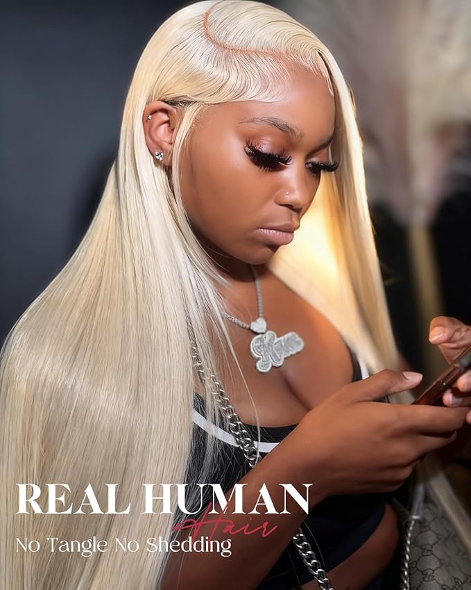 Alididi 613 13x6 Lace Front Wig Human Hair 30 Inch 180 Density Blonde Wig Human Hair Straight 100% Real Human Hair True Length Random Dyeing No Tangle No Shedding No synthetics Triple Lifespan 3x