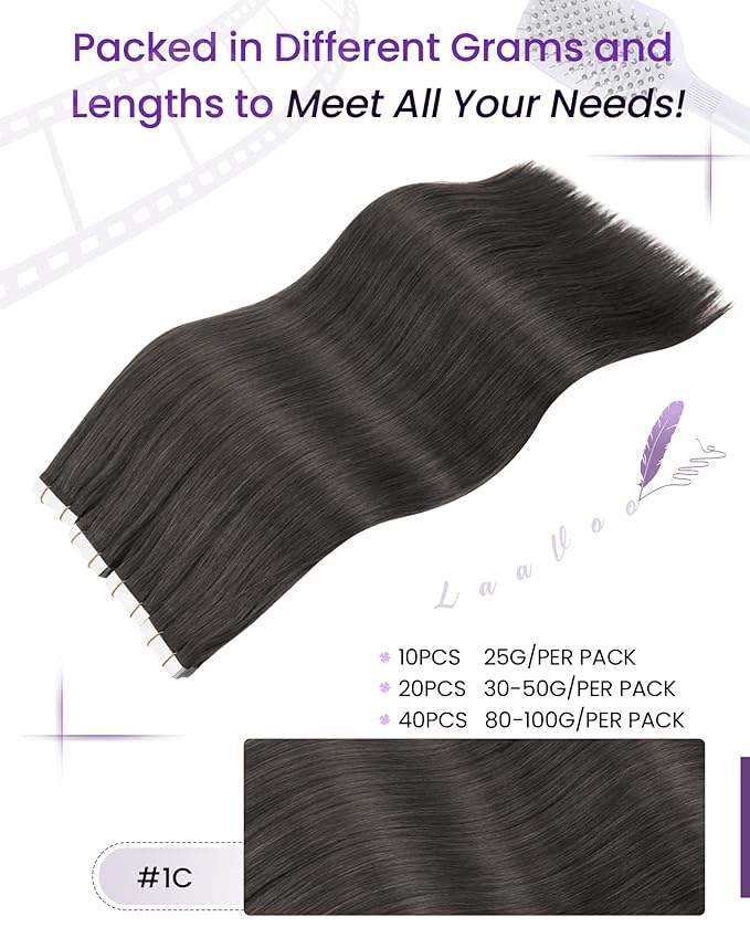 LaaVoo Tape in Human Hair Extensions Mocha Brown Tape in Extensions Human Hair Brown Hair Extension Tape on Soft Straight 22 Inch 50g 20pcs