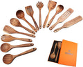 Wooden Spoons for Cooking,12 Pack Wooden Utensils for Cooking Wooden Cooking Utensils Wooden Kitchen Utensils Set Natural Teak Wooden Spatulas for Cooking