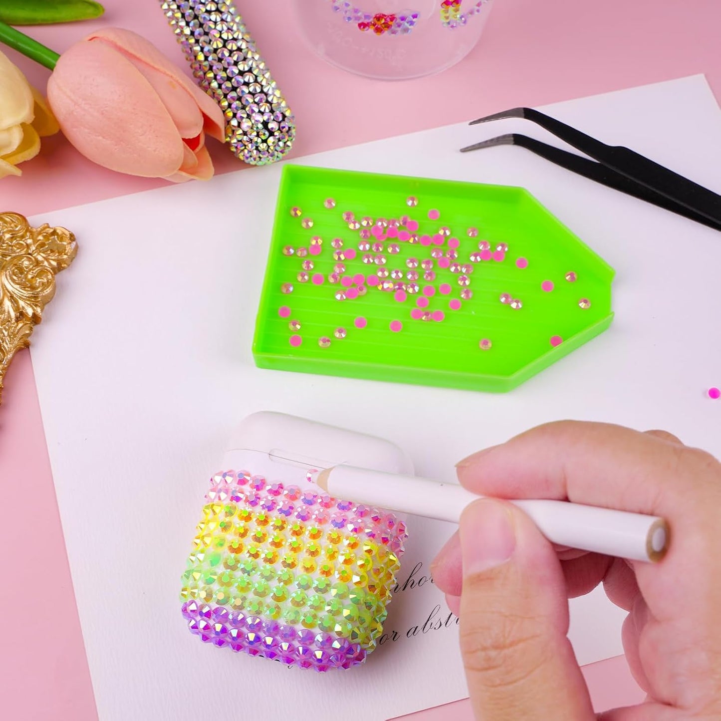 Canvalite 18000PCS Nail Rhinestones for Crafting, Multicolor 3mm Flatback Rainbow Gems, Bedazzling Crystal with 4Pcs 2.5g Jewelry Glue for DIY Crafts Clothing Shoes Nail Art,Stocking Stuffers Gifts