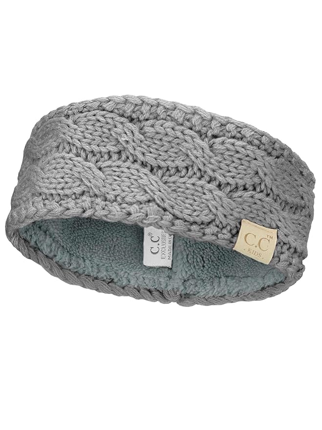 C.C Children's Kids' Winter Warm Cable Knit Fuzzy Lined Ear Warmer Headband