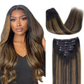 Lashey Clip in Hair Extensions Real Human Hair 7pcs 120g Straight Natural Black Mixed Chestnut Brown Hair Extensions Clip ins for Black Women 22 Inch
