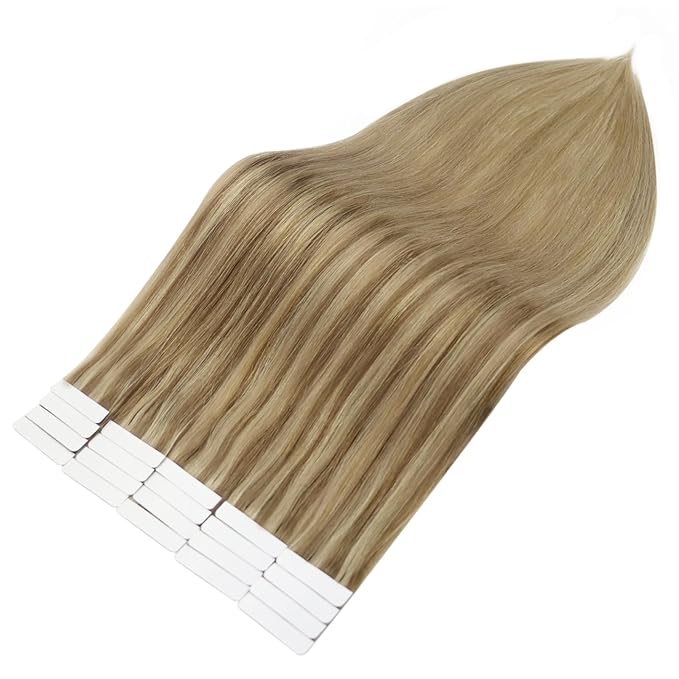 Full Shine Tape in Hair Extensions 16 Inch 10/16/16 Balayage Tape in Extensions Ombre Remy Tape in Hair Extensions Human Hair 20 Pcs 50g Seamless Hair Extensions Tape in Double Sided Tape