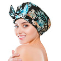 Luxury Shower Cap for Women, Shower Caps for Women Reusable Waterproof, Hair Cap for Shower, Large Adjustable Bowknot Bath Cap for Long Hair Braids