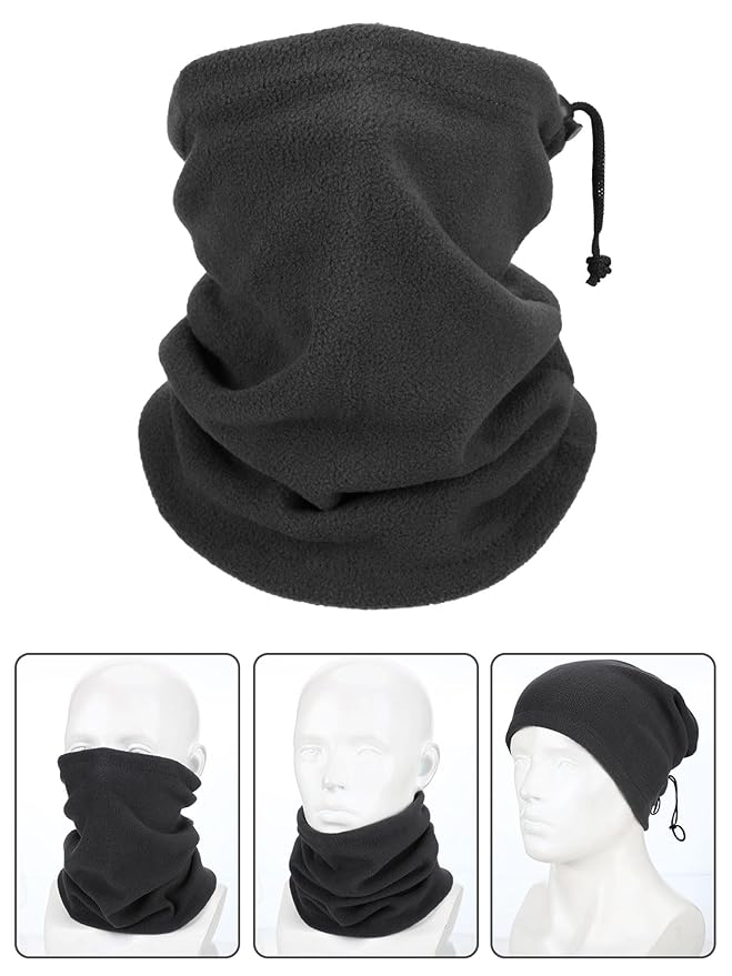 Syhood 6 Pieces Winter Fleece Ear Warmer Headband Ear Muffs Head Wraps with Winter Fleece Neck Warmer Gaiter (Black, Dark Grey, Navy Blue,Plus Size)