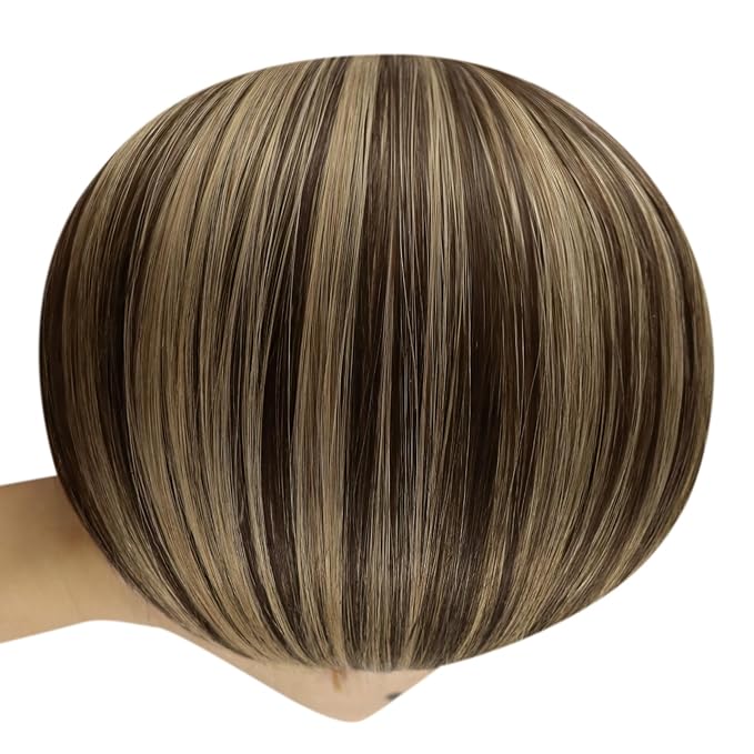 YoungSee 120G Brown Wire Hair Extensions for Women Highlight Hair Extensions Wire Dark Brown Highlights Blonde Fish Line Extension for Women 16inch