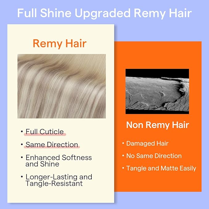 Full Shine Clip in Hair Extensions Real Human Hair Ash Blonde Highlights Platinum Blonde Natural Hair Clip in Extensions Double Weft Soft Straight Remy Brazilian Hair 7 Pcs 20 Inch