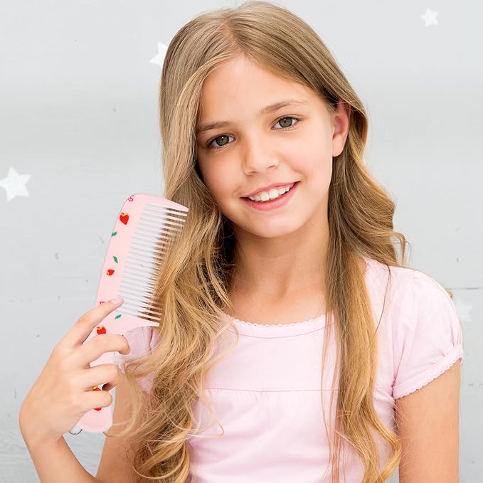 Baby Comb Set, Small Cute Fine Tooth Toddler Comb & Rat Tail Baby Comb for Styling, Pink Baby Hair Comb Plastic Parting Combs, Anti-Static Mini Hairdressing Comb for Baby Girl Wet Dry Hair (2Pcs)